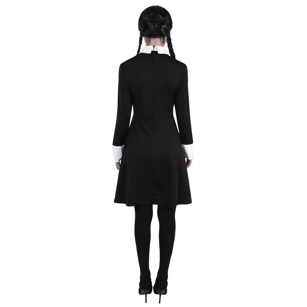 Contrast-Collar Skater Dress