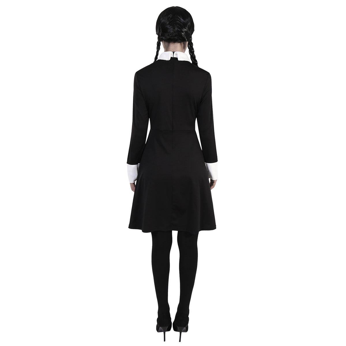 Contrast-Collar Skater Dress