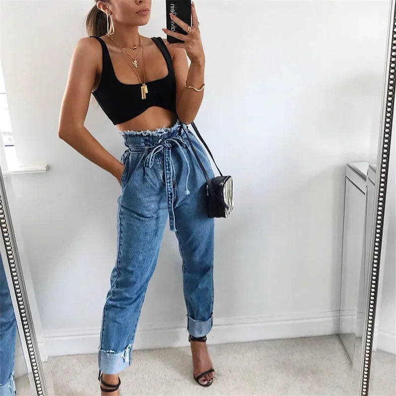 High-Waisted Cropped Jeans