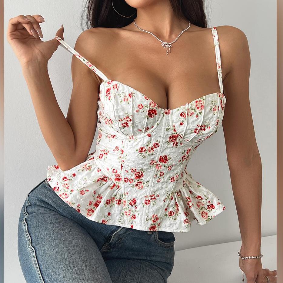 Floral Ruffle-Hem Cami