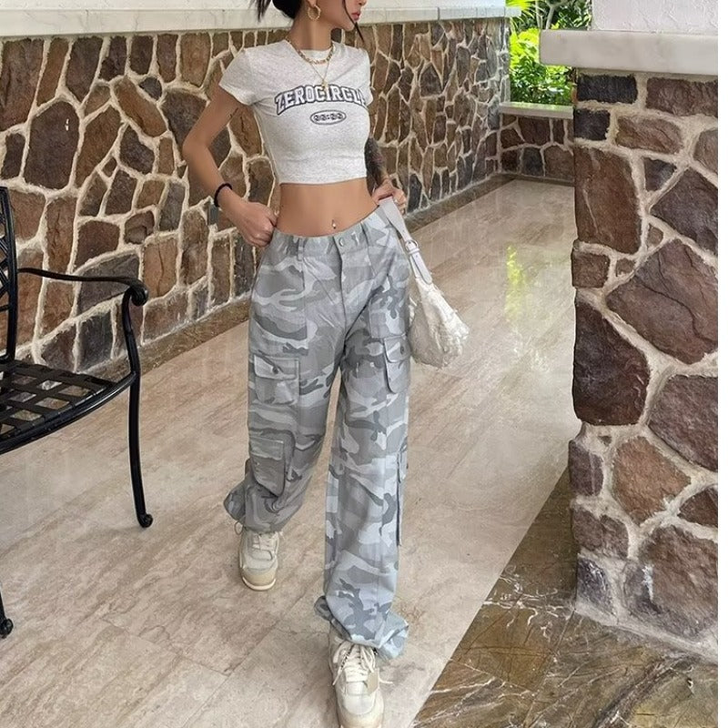 Camouflage Wide-Leg Jeans