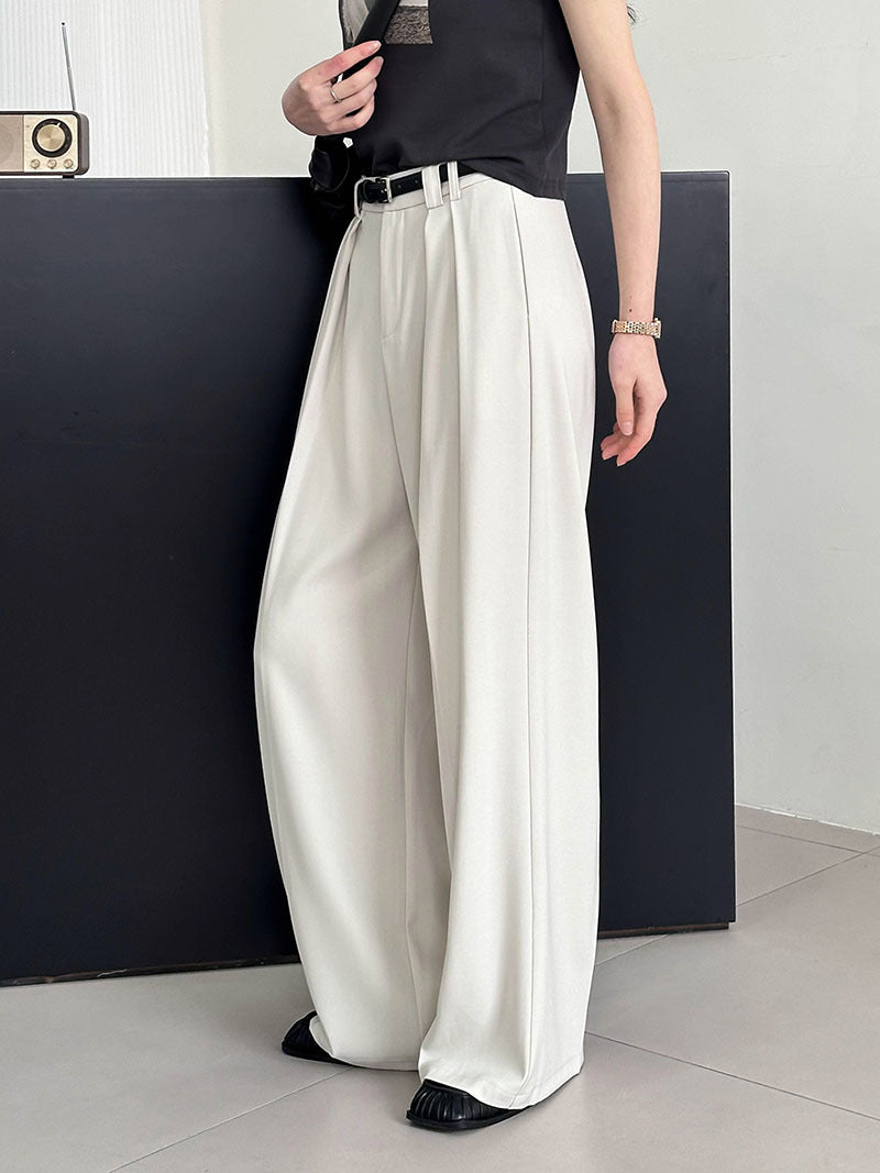 Double-Pleat Wide-Leg Trousers