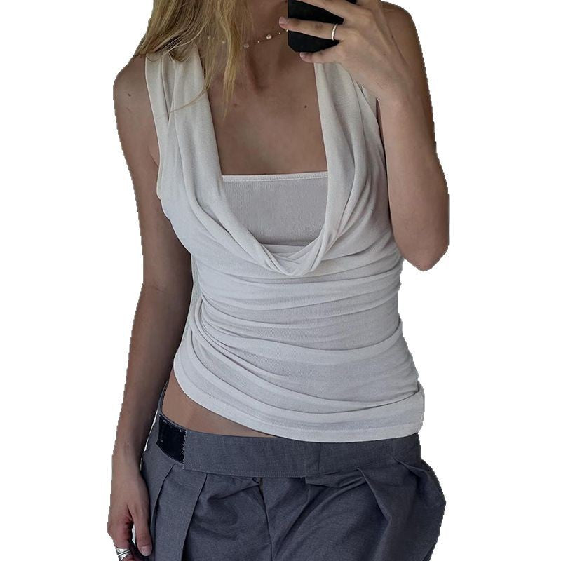 Layered-Look Cowl-Neck Top