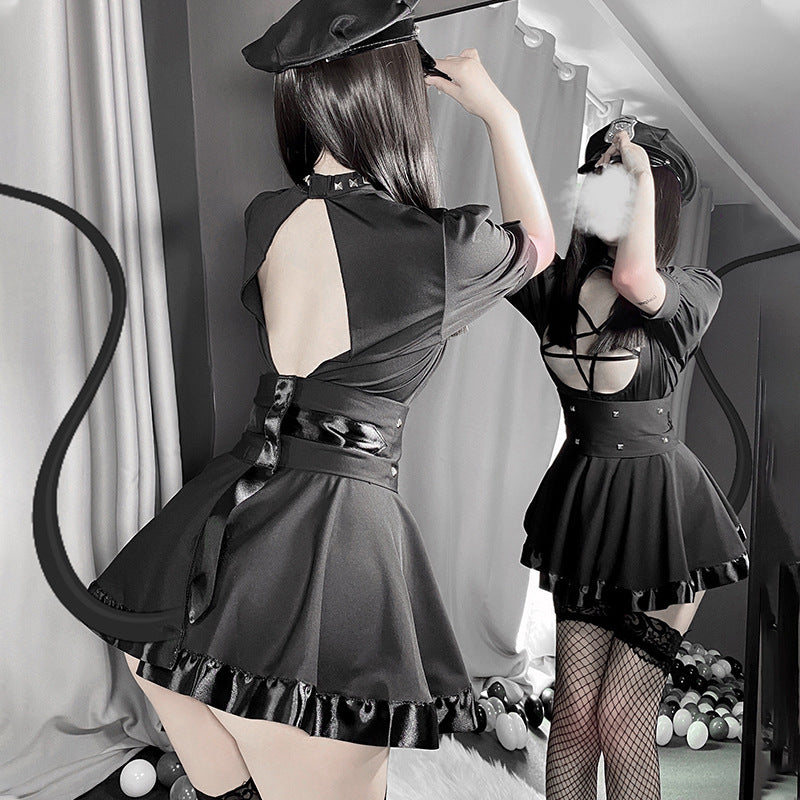 Pentagram-Cutout Mini Dress & Belt