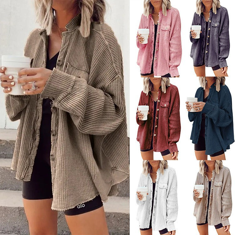 Waffle Knit Button Cardigan