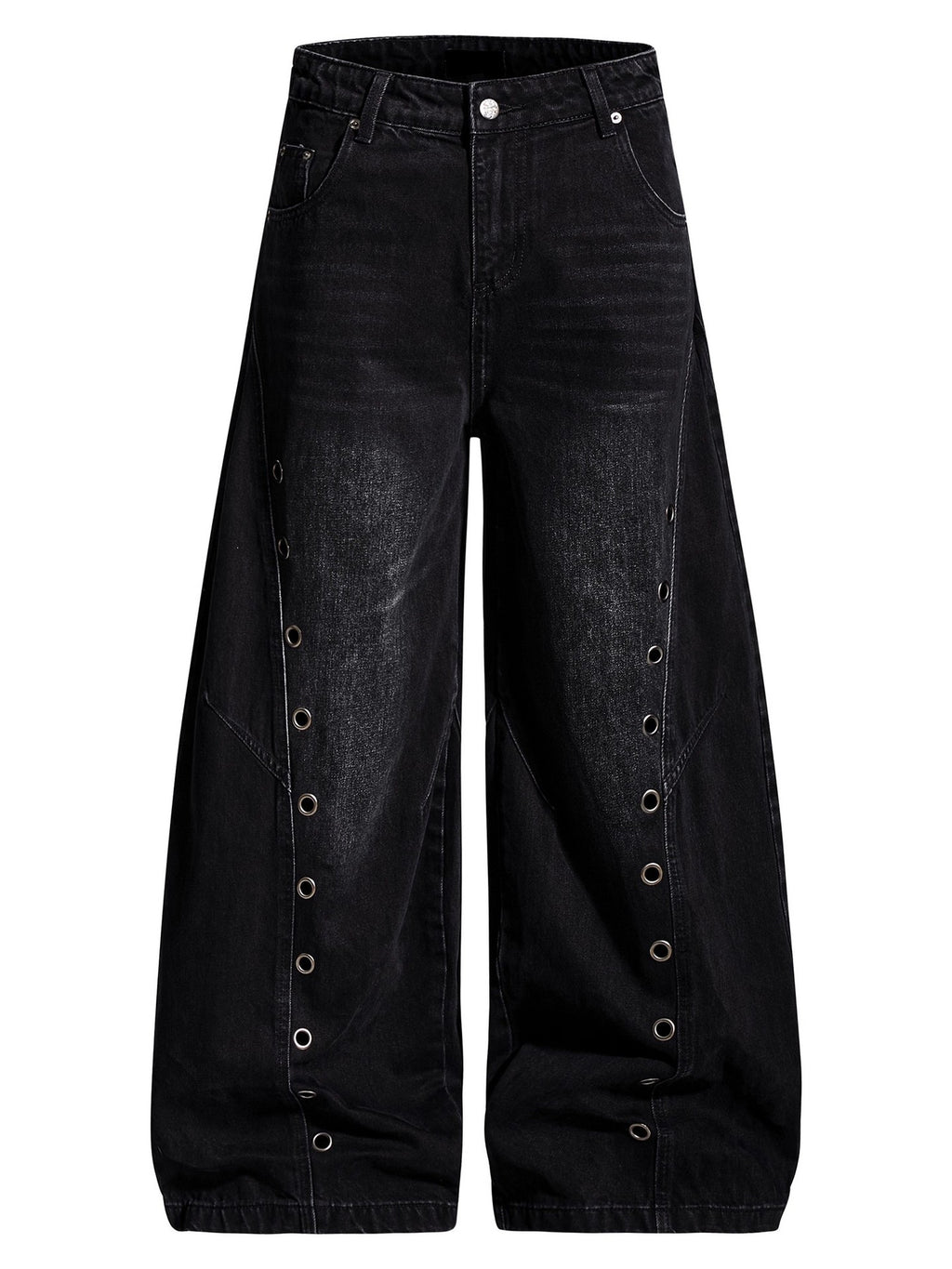 Eyelet Curved-Leg Jeans