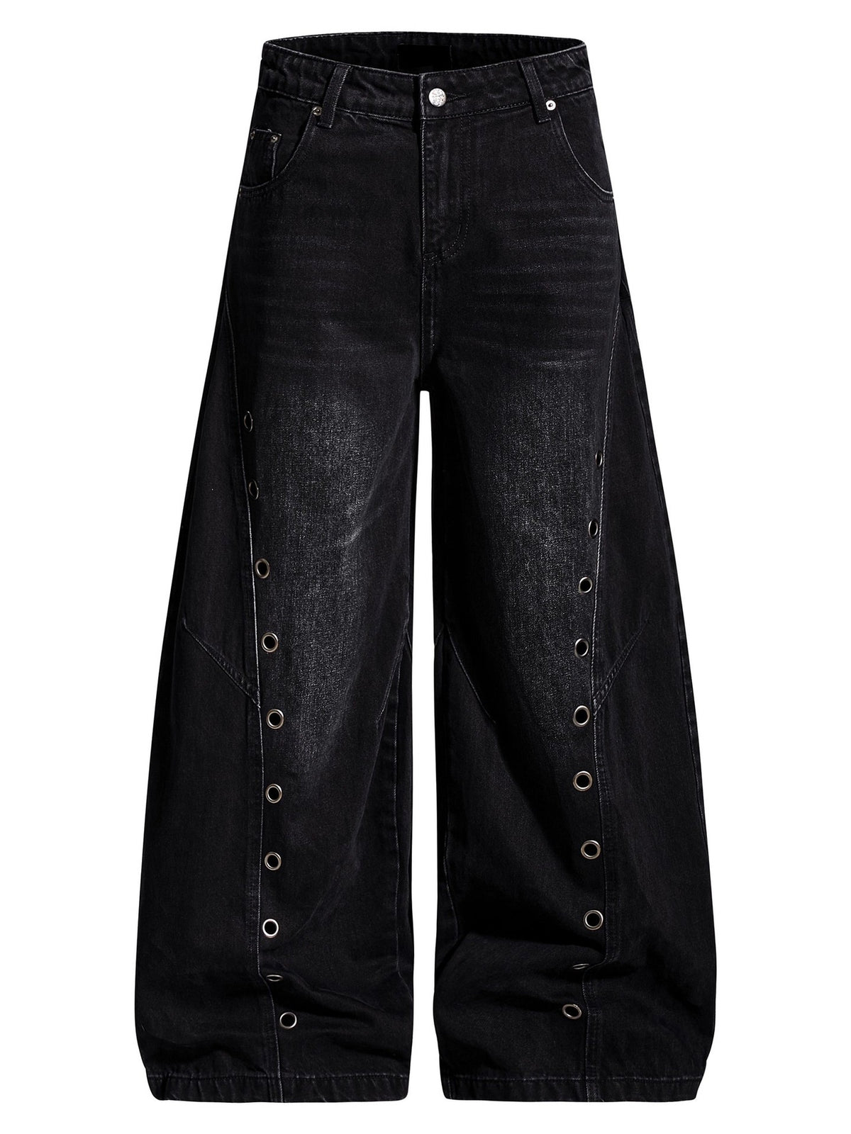 Eyelet Curved-Leg Jeans