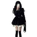 Button-Front Long-Sleeve Mini Dress