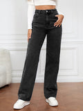 High-Waisted Straight-Leg Jeans