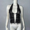 Sequin Lace-Up Halter Top