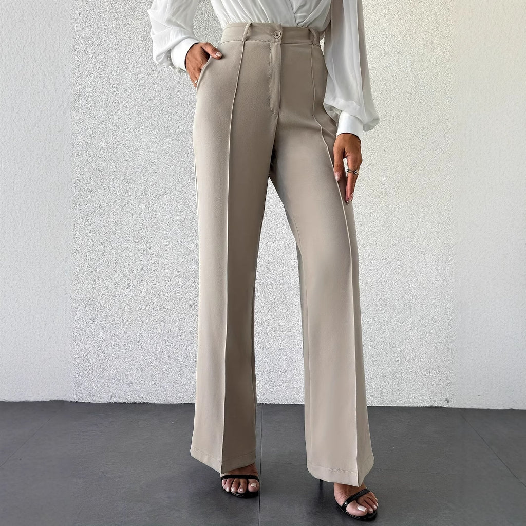 High-Waisted Straight-Leg Trousers