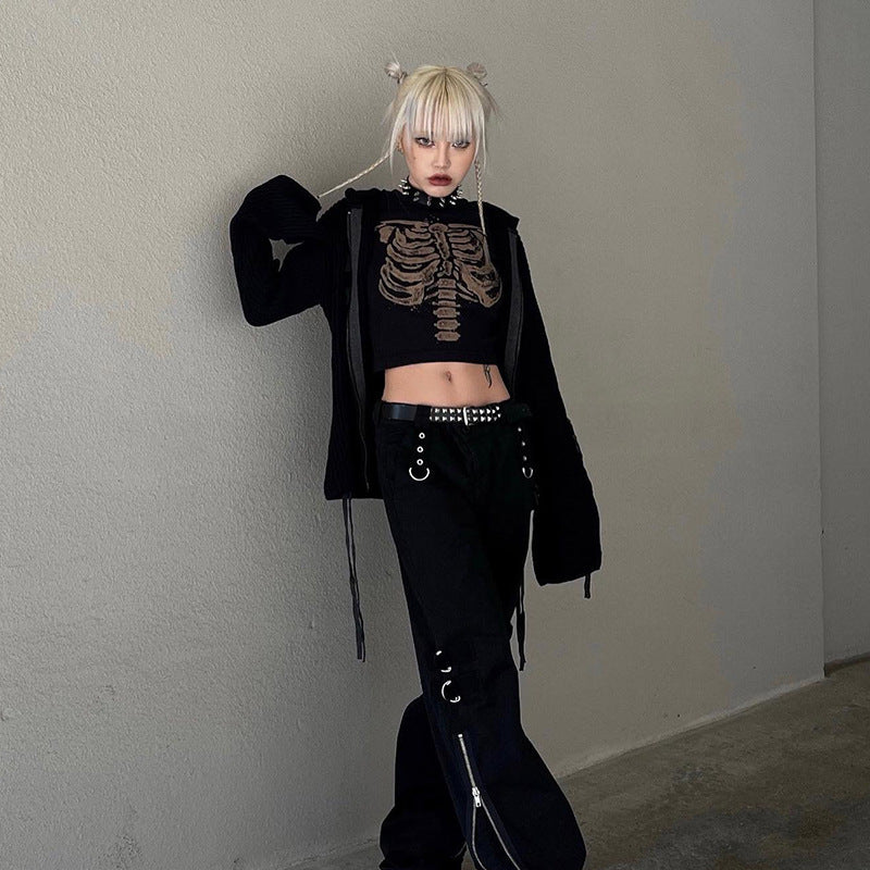 Ribcage-Print Crop T-Shirt