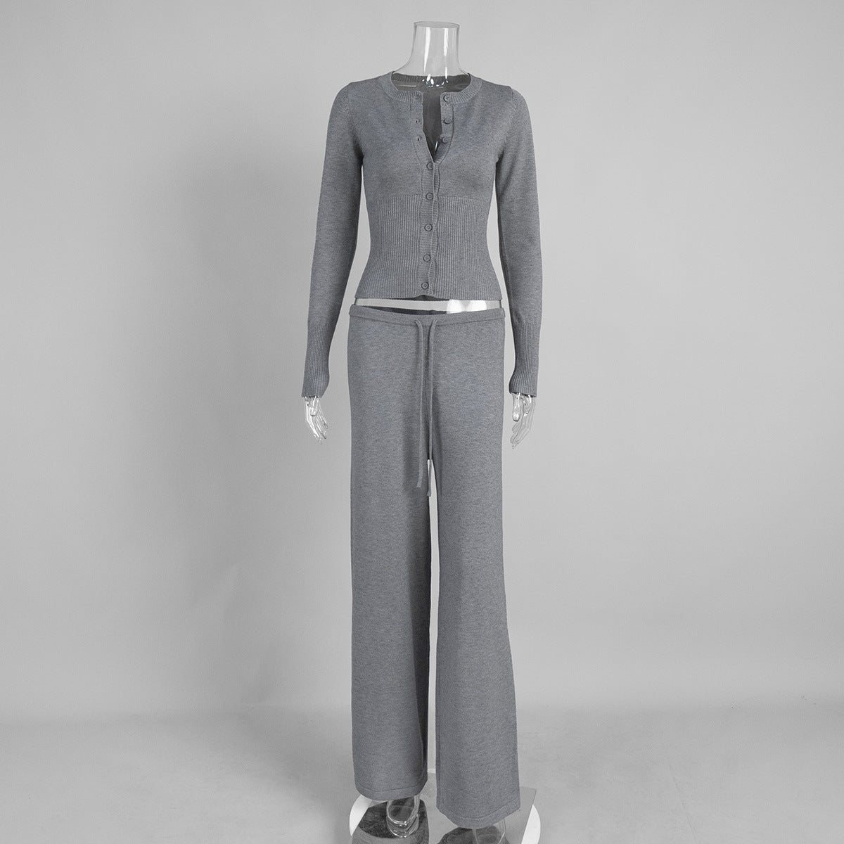 Button-Front Knit Top & Pants Set