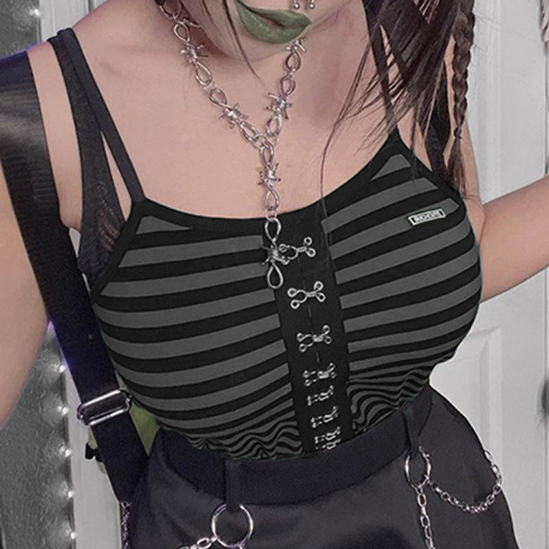 Striped Lace-Up Cami