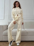 Zip-Front Knit Top & Pants Set