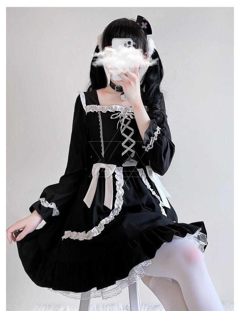 Lace-Trim Corset-Laced Dress