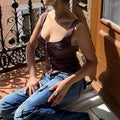 Square-Neck Button-Front Cami
