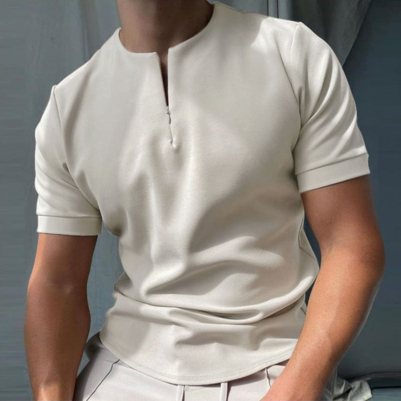 Printed Zip-Neck Polo
