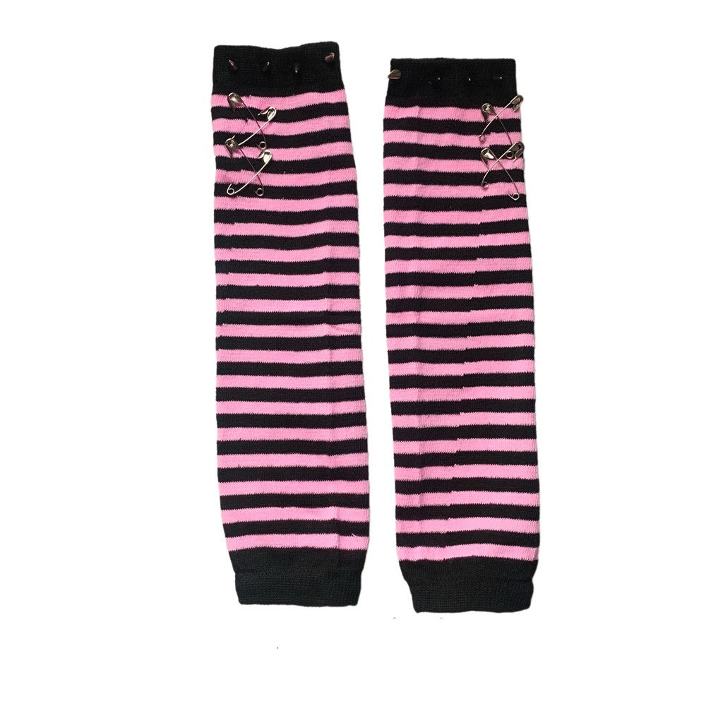 Striped Safety-Pin Arm Warmers
