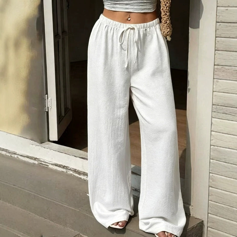 Tie-Waist Wide-Leg Pants
