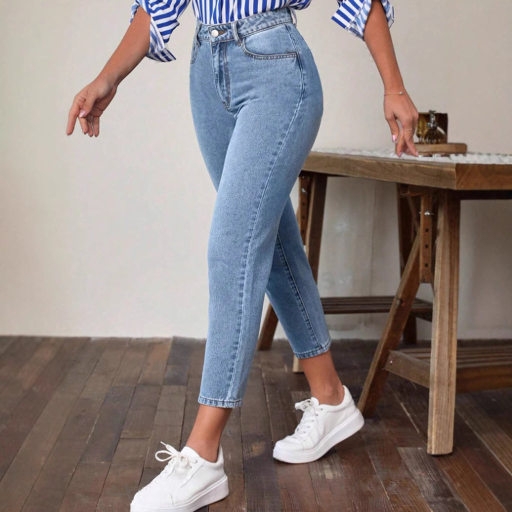 High-Waisted Cropped Skinny Jeans