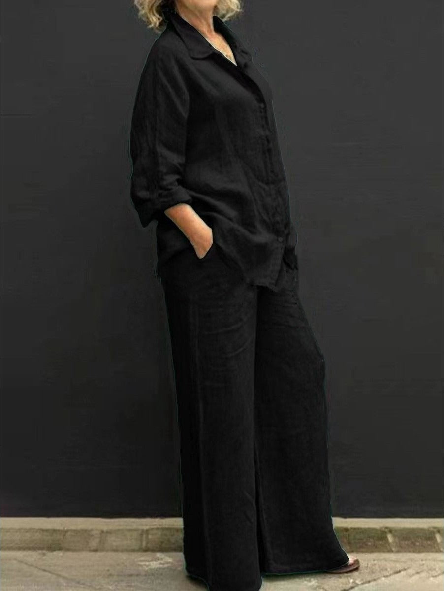 Button-Front Shirt & Pants Set