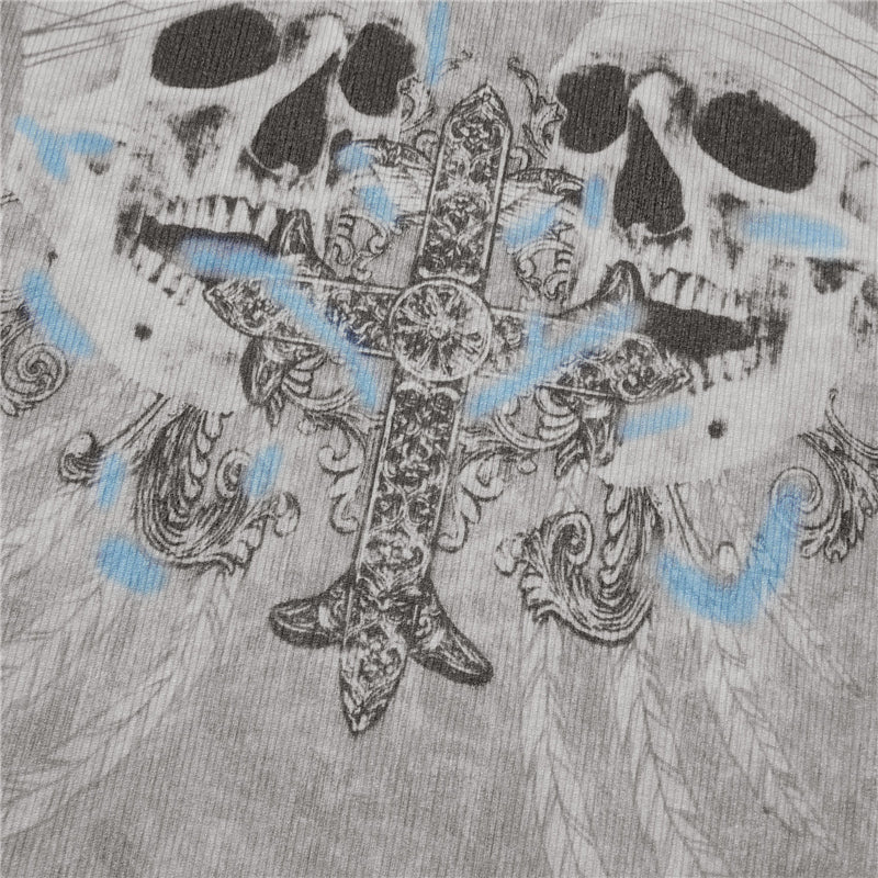 Skull-Print Long-Sleeve Top