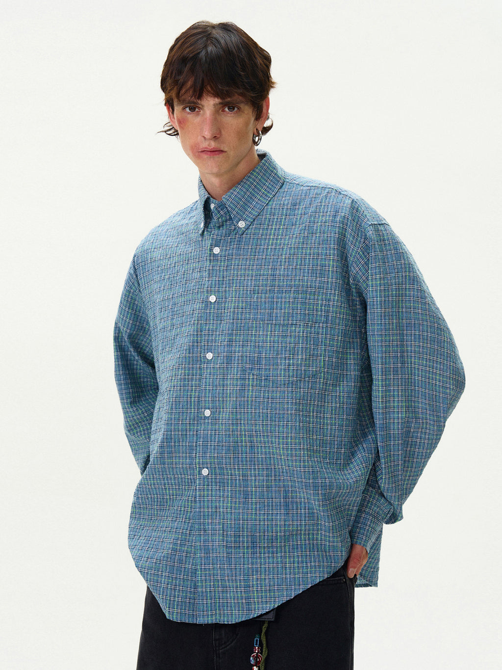 Checked Button-Up Shirt