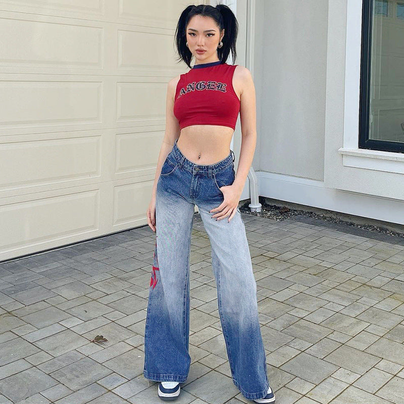 Gradient-Wash Graphic Jeans