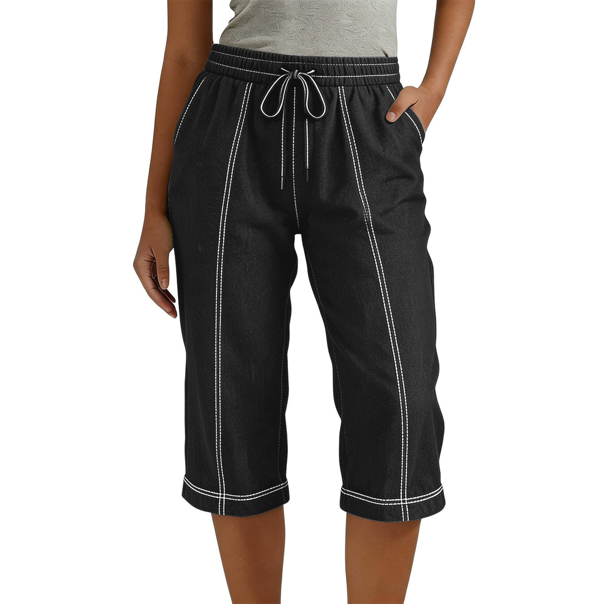 Tie-Waist Capri Pants