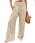 Smocked-Waist Wide-Leg Pants