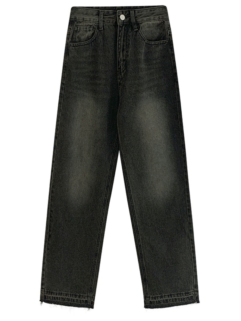 Vintage-Wash Straight-Leg Jeans