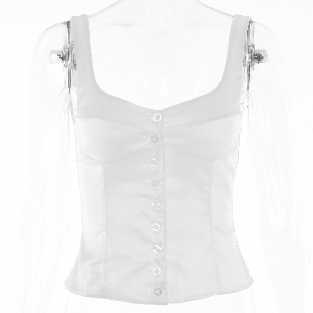 Square-Neck Button-Front Cami