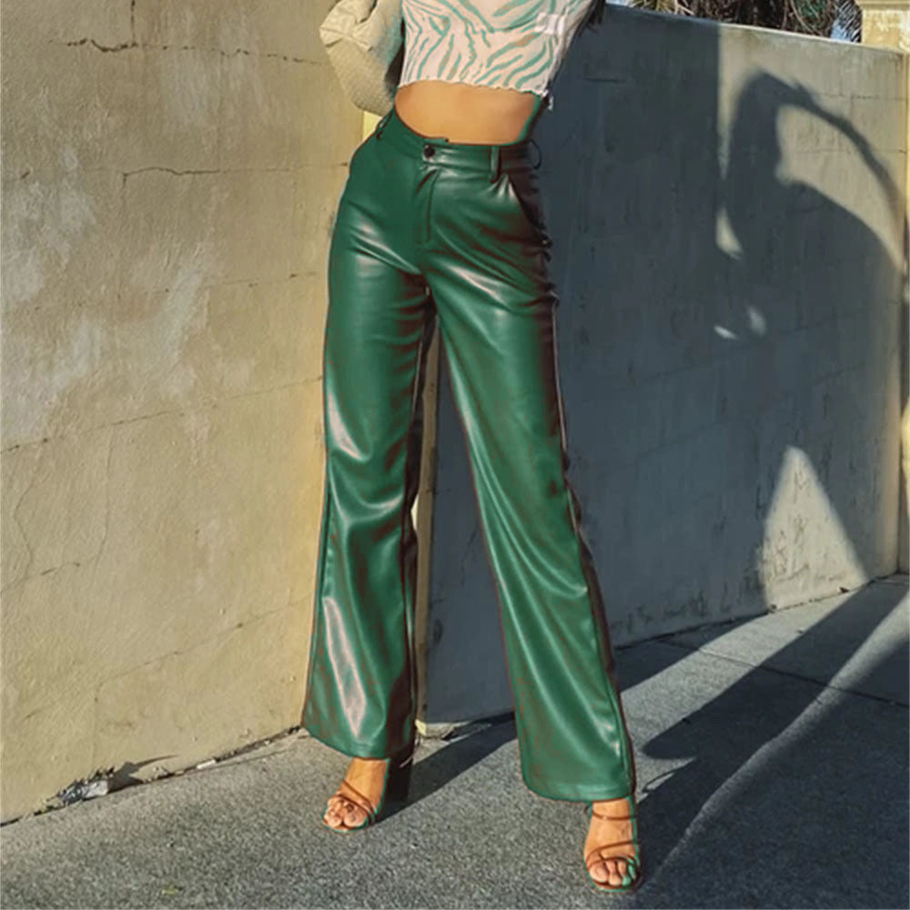 High-Waist Faux-Leather Pants