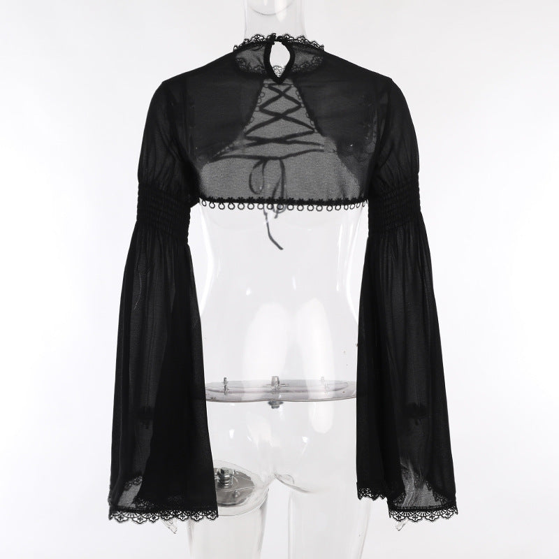 Lace-Up Bell-Sleeve Shrug