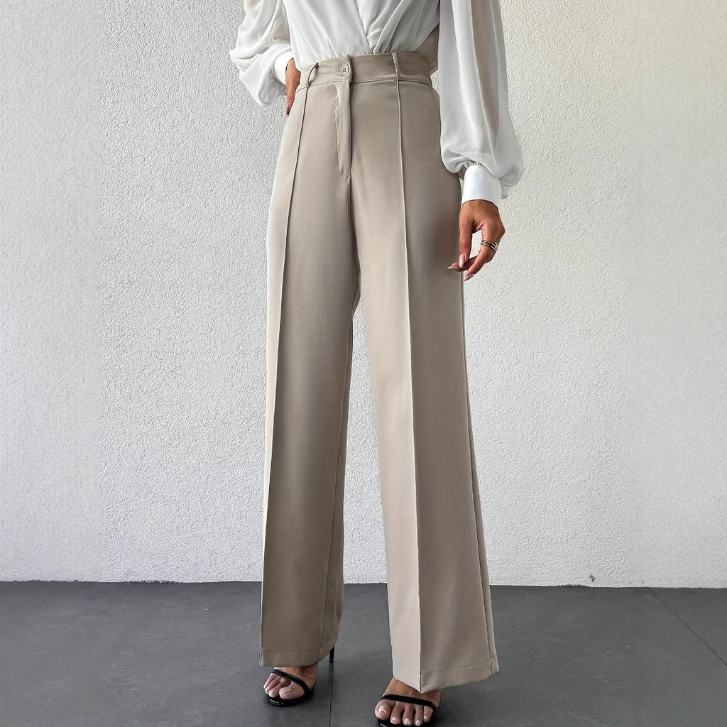 High-Waisted Straight-Leg Trousers