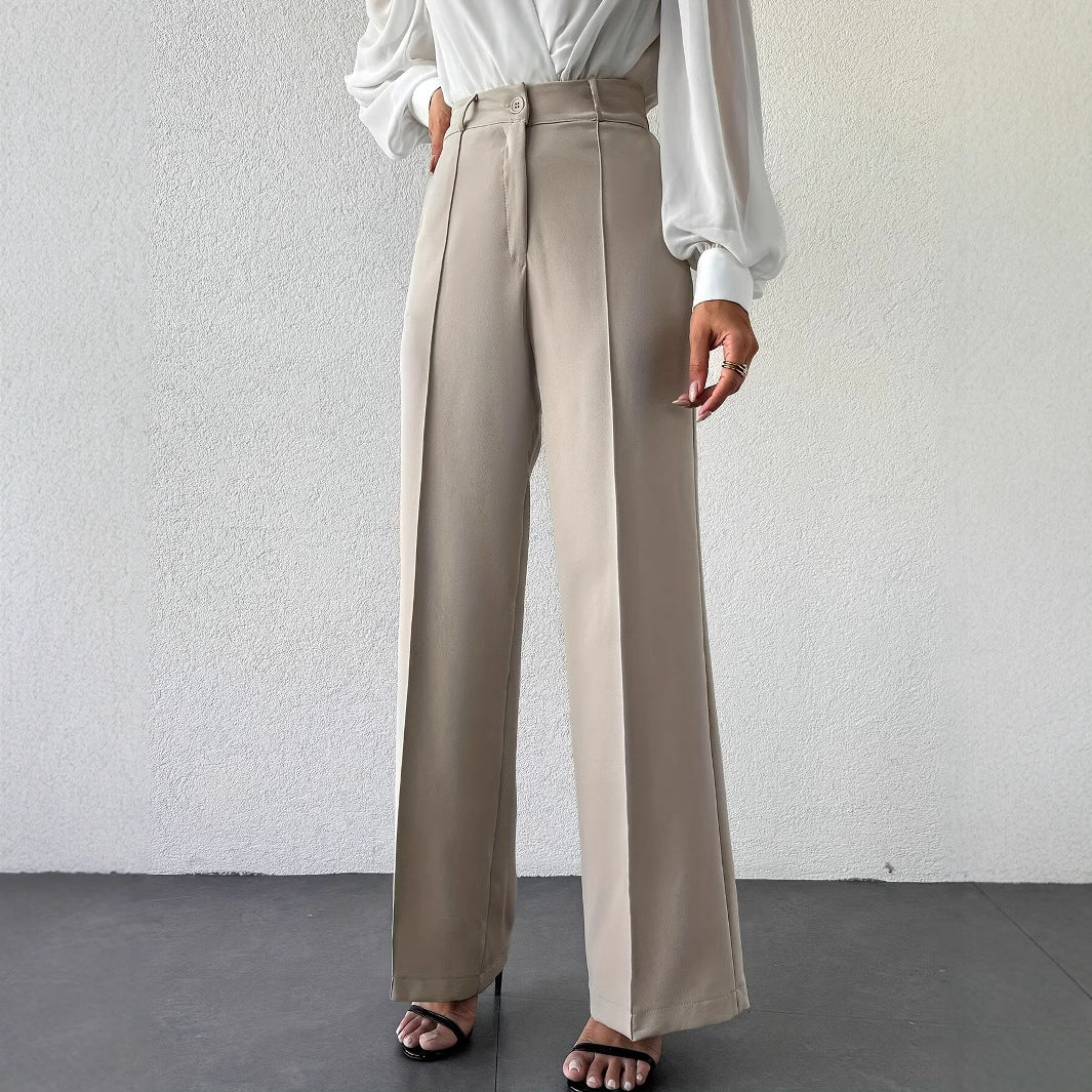 High-Waisted Straight-Leg Trousers