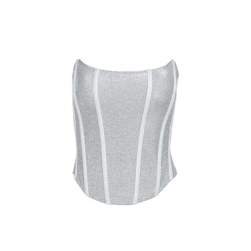Shimmer Lace-Up Corset Top