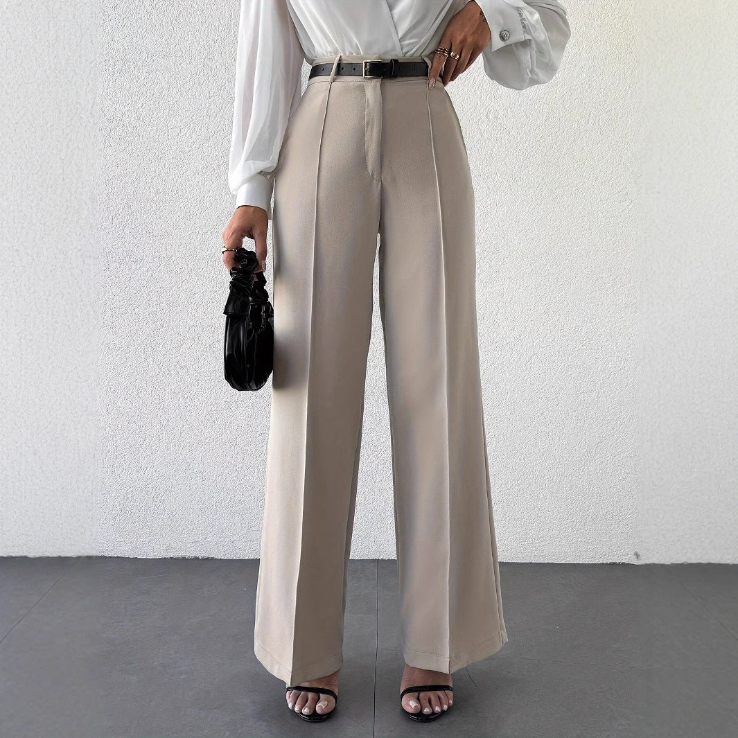 High-Waisted Straight-Leg Trousers