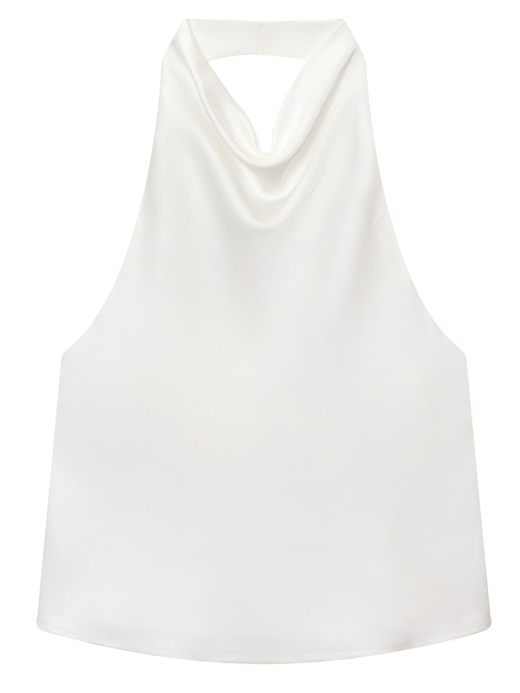 Draped Satin Halter Top