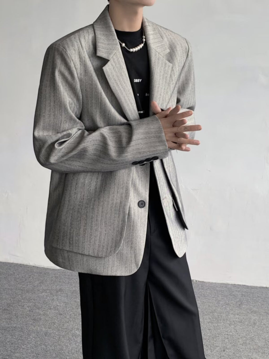 Layered-Look Striped Blazer
