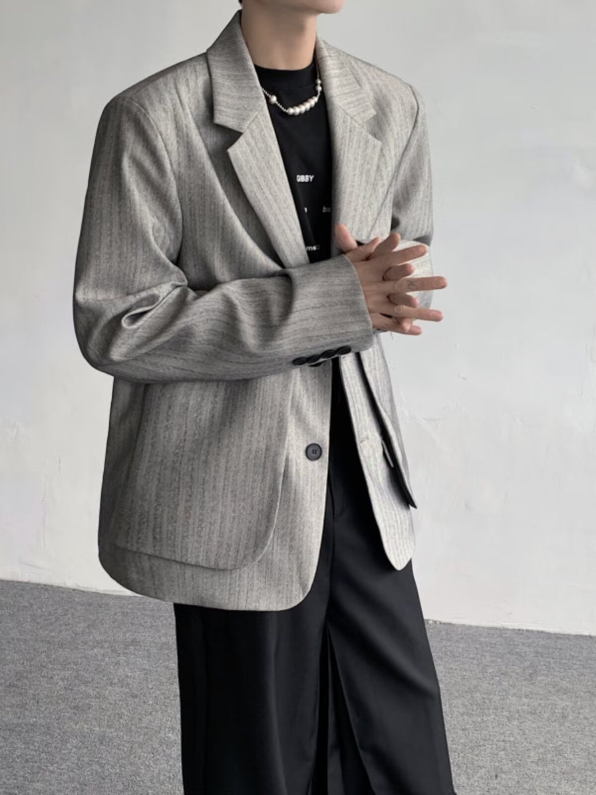 Layered-Look Striped Blazer