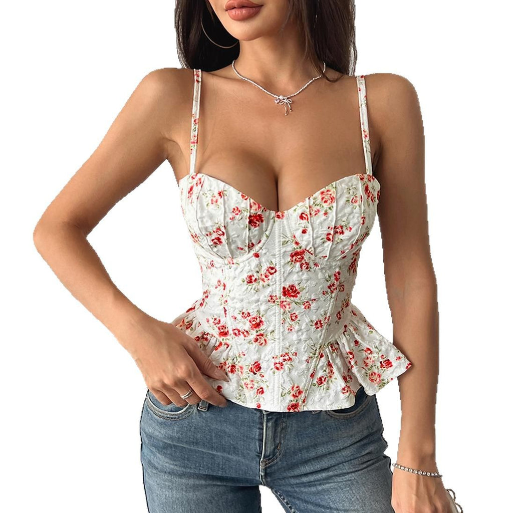 Floral Ruffle-Hem Cami
