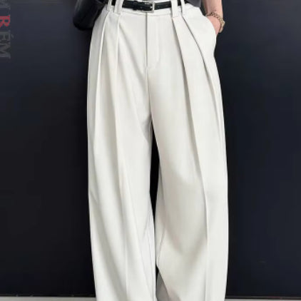 Double-Pleat Wide-Leg Trousers