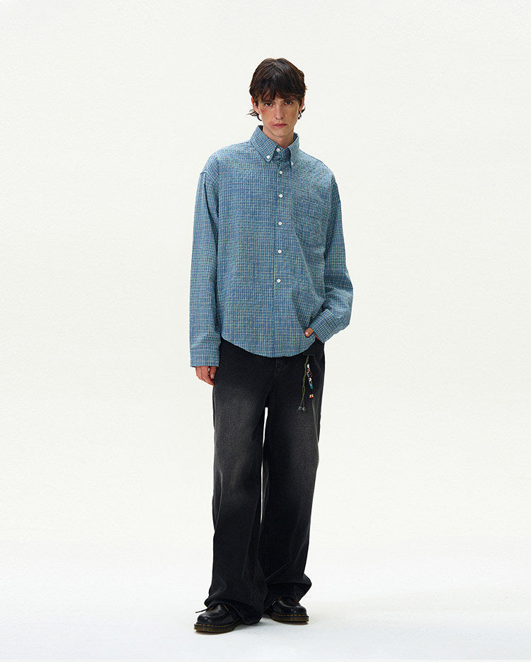 Checked Button-Up Shirt
