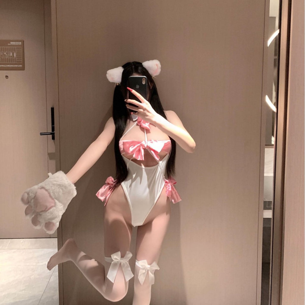 Cat-Ear Costume Bodysuit Set
