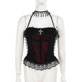 Lace-Trim Halter Corset Top