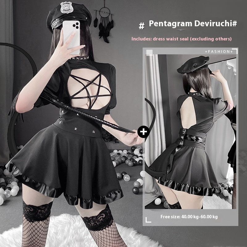 Pentagram-Cutout Mini Dress & Belt
