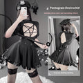 Pentagram-Cutout Mini Dress & Belt