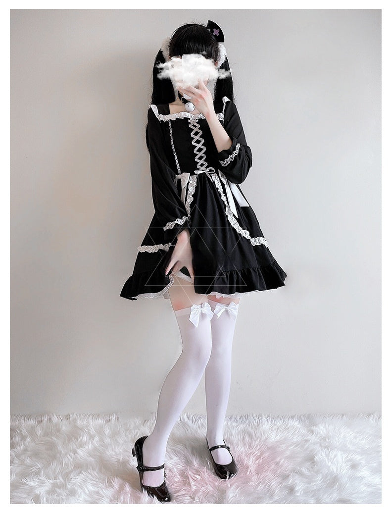 Lace-Trim Corset-Laced Dress